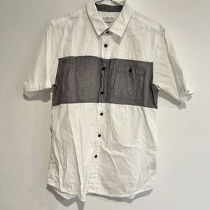 Ezekiel Men's Button Down White Gray Bold Stripe Shirt Med Golf Casual